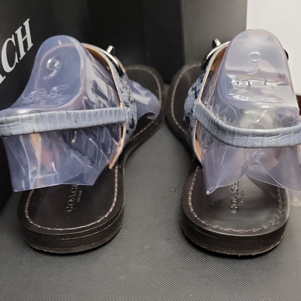 Coach Gracie SWAGGER Blue Snake Skin Sandals No. Q8140 - Picture 9 of 13